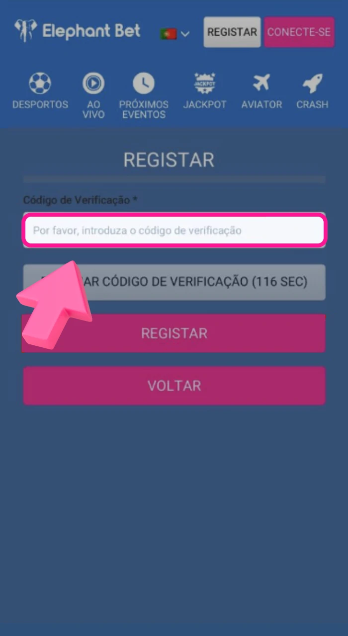 4. Conclui o registo