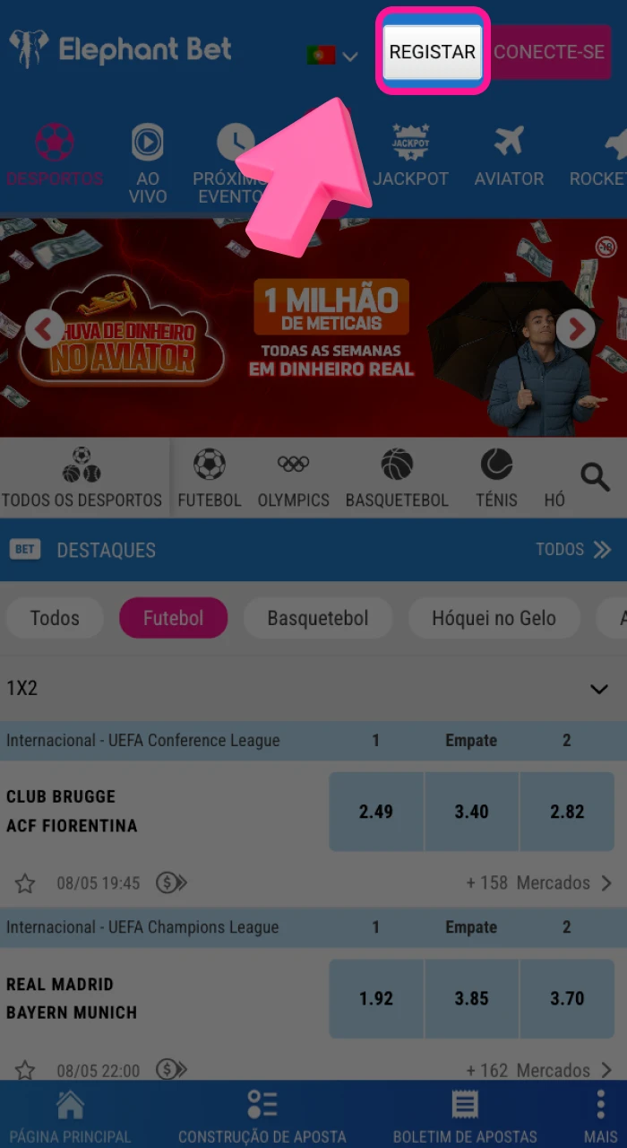 2. Encontra o botão de inscrição